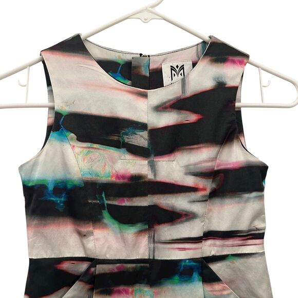 Milly Minis Girls Beige, Black & Pink Sleeveless Zip Back Shift Dress Pockets 8 - Picture 4 of 8